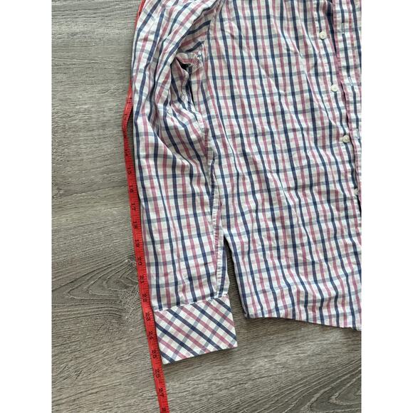 UNTUCKit Evans Slim Fit Men’s Medium Long Sleeve Button Up Red White Blue Plaid - Picture 5 of 6